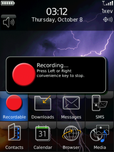 The easiest way to create a voice recording on the Blackberry Storm.